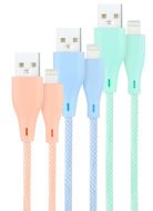 Cabos Lightning Nanocable Lightning > USB A/M Coiled 1M (Pack 3 Rosa, Azul e Verde)