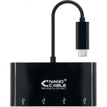 Hub USB-C Nanocable 4x USB 3.0 Type A 10 CM Preto