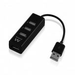 Mini HUB USB Ewent 2.0 de 4 Portas Preto