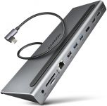 Multiport-Hub AXAGON HMC-4KX3 USB 3.2 Gen 1 hub, DP + 2x HDMI + GLAN, PD, 3x USB-A ports, Memory Card Reader e Audio Output