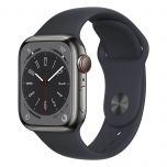 Smartwatch Apple Watch Series 8 GPS LTE 41mm Aço Inoxidável Graphite com Bracelete Desportiva Midnight