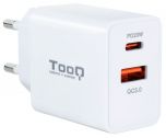 Carregador Tooq USB-C QC 3.0 (20W) + USB-A QC 3.0 (18W) Branco